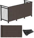 Windscreen4less 3'x15' Deck Balcony Privacy Screen for Deck Pool Fence Railings Apartment Balcony Privacy Screen for Patio Yard Porch Chain Link Fence Condo with Zip Ties Brown