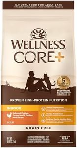 Wellness CORE+ Grain-Free High Protein Adult Dry Cat Food, Chicken, Turkey & Chicken Meal Indoor Formula Dry Cat Food, 5 Pound Bag