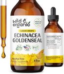 Wild & Organic Echinacea Goldenseal Tincture - Immune Support Drops with Echinacea and Goldenseal Root Extract - Vegan, Sugar & Alcohol-Free Liquid Supplement - 4 fl oz