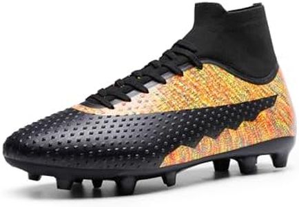 DREAM PAIRS Men's Soccer Cleats Lightweight Football Cleats Professional Training High-top Soccer Shoes,Size 6.5,Black/Orange,SDSS2401M