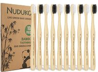 Nuduko Bamboo Toothbrushes Soft Bristles, Biodegradable Eco-Friendly Toothbrush 10 Pack, BPA Free Charcoal Bamboo Tooth Brush, Organic, Natural, Green and Compostable Tooth Brushes