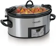 Crock-Pot 6-Quart Programmable Cook and Carry Oval Slow Cooker, Digital Timer, Stainless Steel, SCCPVL610-S