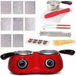 Total Chef Dual Fondue Set, Chocolate Melting Pot, 17.6 oz (500 g), Electric Melter for Chocolate Melts, DIY Candy Maker with 100+ Piece Accessory Kit for Birthday Party, Dessert, Occasion (Red)