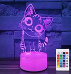 i-CHONY Cat Night Light for Girls,3D Optical Illusion Lamp 16 Colors Dimmable Cat Led Light with Remote & Luminous Base,Cat Gifts for Women Teens Boys Girls Kids Christmas Gifts