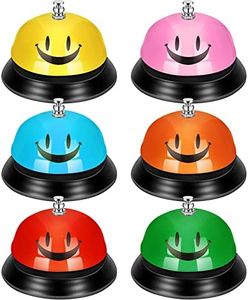 Chumia 6 Pcs Call Bell Desk Bell for Service 3 Inch Diameter Smile Face Service Bell for Desk School Bell with Metal Anti Rust Construction Front Desk Bell for Hotel Restaurant Office School, 6 Color