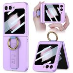 NINKI Compatible for Galaxy Z Flip 6 5G Phone Case with Wristband & Camera Protector,Full Body Protective Hard PC Cover for Galaxy Z Flip 6 Cases,Samsung Galaxy Flip 6 Case Screen Protector Purple