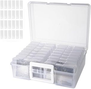 4×6 inch Plastic Photo Storage Box,Photo Cases,Picture Storage Containers With Handle,16pcs photo organizers and storage For Photos,Picture,Greeting Card,Stickers,Seed,Craft Supplies (Clear)