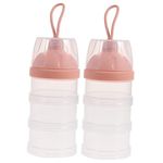 Kisangel 2pcs Stackable Powder Organizer Food Supplement No- Baby Spill Container Travel Milk Outdoor Bpa On-the-go Dispenser Layers Snack Storage Infant Holder