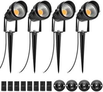 LightingWill 5W LED Landscape Lights, Warm White 3000K-3500K, Waterproof DC 12V COB LED Outdoor Wall Spotlight Low Voltage Garden Tree Spot Lighting for,Yard,Pathways,Fence (4 Pack)