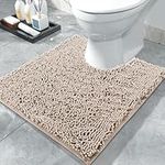 Yimobra Luxury Shaggy Toilet Bath Mat U-Shaped Contour Rugs for Bathroom, 24.4 X 20.4 Inches, Soft and Comfortable, Maximum Absorbent, Dry Quickly, Non-Slip, Machine-Washable,Beige