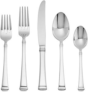 Mikasa Harmony 45-piece silverware set, 18/10 stainless steel cutlery set for 8, includes 5-piece serving utensils set