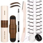 UCANBE 25PCS Eyebrow Stamp Stencil Kit With Dual-Color Eyebrow Stamp Pomade,20 Reusable Eyebrow Stencils,Finising Powder,Brush,Eyebrow Razor,Zipper Pouch,Waterproof Eye Brow Stamping and Shaping Kit05