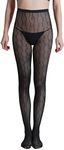 Sahabowi CC Words Fish Net Stockings For Women, Sheer High Waist Tights, Control Top Pantyhose, Super Elasticity&Thin (HLW2021090925, CC black, 1ps)