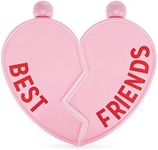 Blush Bestie Pink Flasks - Heart-Shaped Wine Liquor Ladies Flask, Plastic Liquor Bottles, Purse Flask for Liquor for Women, Wine Accessories for Friends - 3 oz, Set of 2, Pink