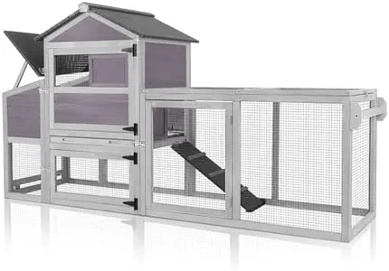 MEDEHOO Chicken Coop for Outdoor - Poultry Cage with Wheels, Nesting Box, Leakproof Pull-on Tray, and Asphalt Waterproof Roof - Grey