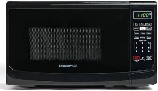 Farberware Countertop Microwave 700 Watts, 0.7 Cu. Ft. - Microwave Oven With LED Lighting and Child Lock - Perfect for Apartments and Dorms - Easy Clean Grey Interior, Retro Black