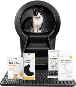 Litter-Robot 4 Supply & Accessory Bundle by Whisker, Black- Automatic Self-Cleaning Cat Litter Box, Includes Litter-Robot 4, Ramp, Mat, 3 OdorTrap Packs, 10 Liners, 30 Wipes, & 2 Carbon Filters