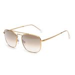 Jim Halo Retro Square Pilot Sunglasses Premium Glass Lens Flat Metal Eyewear Men Women (Gold/Gradient Brown)