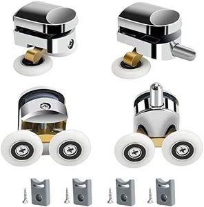 Qikuver Rulli per Porte Doccia, Diametro 23 mm Rotelle per Box Doccia, per Vetro 4-6 mm, Parti di Ricambio Fai da Te per Bagno Domestico (2 Rulli Superiori e 2 Inferiori)