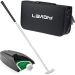 LEAGY Portable Golf Putter Travel Practice Putting Set with Case Indoor Outdoor Yard, Golfer Kids Toy Indoor Golf Games Set, Ball Return System Zink Alloy Putter Best Gift Executive Office Putter Set