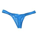 MYADDICTION Men's Sheer Mesh G-String Underwear Thong T-Back Briefs Pouch XL Blue