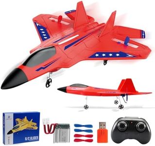 Fremego F-22 Raptor RC Plane 2.4GHz RC Airplane Fighter Toy Ready to Fly Remote Control Airplane Easy to Fly RC Glider Sports for Kids & Beginners (Red)