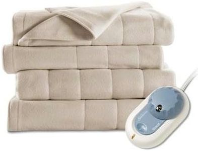 Sunbeam Heated Blanket | 5 Heat Settings, Quilted Fleece, Mushroom, Twin - BSF9GTS-R772-12A00