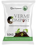 EarthPower Vermicompost for Plants 50kg Vermicompost Organic Manure for Plants fertilizers for Plants Home Garden Soil Mix for Pot Plants Compost Garden Soil Enriched 50 kg