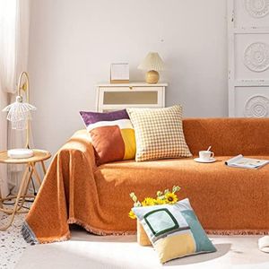 Mxaeyr 2 Pcs Sectional Couch Covers, Boho Sofa Covers with Fringes for Living Room, Burnt Orange Couch Cover for Sectional Sofa L Shape 1 Chaise and 3 Seat (Large，71"x102+71"x118")