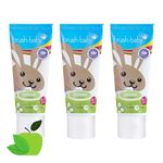 brush-baby Applemint Toothpaste for Babies & Toddlers | Stage 2-First Teeth | 0-36 Months (Pack of 3 x 50ml Tubes)