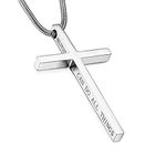 Philippians Cross Pendant Necklace for Men Women Stainless Steel Necklace Snake Chain 22 in (Silver Tone)