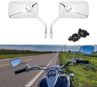 DREAMIZER Chrome 10MM Motorcycle Mirror with 8mm Adapter Compatible with Honda Rebel Shadow Spirit Aero Arrow 600 750 1100 VTX1800 Magna V Star Vulcan Intruder 800 - Rectangle