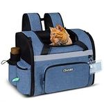 Petskd Pet Carrier Backpack 17x13x9.5 Southwest Airline Approved, Large Space Fits up to 15 lbs Pets, Foldable Backpack with Safety Lock Zipper and Breathable Mesh for Travel Hiking Camping(Blue)