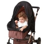 Cispree Pram Sun Cover with Large Zipper Opening - Premium Breathable Mesh Material, Adjustable Straps for Most Pushchair Models - Quick Check Design, 12-Month Guarantee