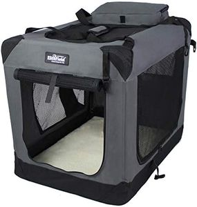 EliteField 3-Door Folding Soft Dog Crate with Carrying Bag and Fleece Bed (2 Year Warranty), Indoor & Outdoor Pet Home (42" L x 28" W x 32" H, Gray)