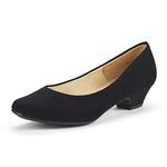 DREAM PAIRS Womens Mid Block Heels Ladies Low Court Shoes Party Wedding Shoes Round Toe Pumps Mila,Size 6,Black/Suede,Mila