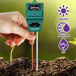 Fosmon Soil pH Tester - 3-in-1 Measure Soil pH Level, Moisture Content, Light Amount Soil Test Kit for Indoor Outdoor Plants, Flowers, Vegetable Gardens and Lawns