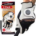 Copper Tech Men's Golf Gloves (2 Pack) - Crafted with 100% AAA Synthetic Leather - Advanced Copper Compression Golf Glove for Optimal Wrist and Joint Support - Golf Gloves Men (1st Gen)