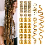 Teaaha 28 PCS Gold Hair Rings, Dreadlocks Hair Beads, Gold Hair Accessories Gold Hair Jewelry Hair Decorations for Braids Hair Braid Coil Jewel Hair Cuffs Snake Hair Clips for Women Girls