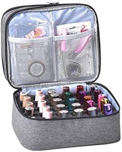 Double-Layer Nail Varnish Storage Case, Essential Oil Bag for for Nail Varnishes and Manicure, Nail Varnish Holder, Holds 30 Bottles (15ml - 0.5 fl.oz) (Grey)