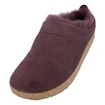 HAFLINGER Women's Snowbird Lambskin Clog Slipper, Aubergine, 6.5 UK