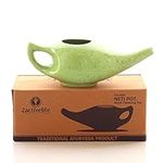 2activelife Yoga Neti Pot for Sinus & Congestion Cleaning| Microwave and Dishwasher Friendly | Leak Proof Durable Ceramic Neti Pot| Nasal Wash Handcrafted Durable Ceramic - Freckle Pattern Green