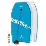 Own the Wave 41 Inch Body Board for Adults and Kids - HDPE Slick Bottom & EPS Core - Light Weight Bodyboard Perfect for Surfing - Comes with Coiled Leash and Swim Fin Tethers (Blue & White)