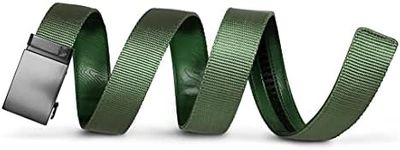 Mission Belt Men's Ratchet Belt - Predator - Gunmetal Buckle/Green Nylon Strap, Large (36-38)