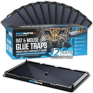 MOUSINATOR Rat and Mouse Large Glue Traps, 12-Pack, Larger, Heavier with Extra-Strong Adhesive Glue Mouse Trap, Sticky Mice Traps for Indoor Use, Family-Safe, Easy and Ready-to-Use