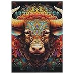 Buffalo Wooden Jigsaw Puzzles, Quezzle — 300 Piece Puzzle Board Game, Best Gift for Adults And Kids, Family Game, （42×30cm）