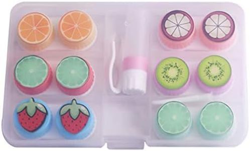 Healifty Contact Lens Case Cute Fruit Contacts Colored Lenses Case Container Holder Storage Box Travel Kit 6 Pack (Tweezers and Applicator Set Included)