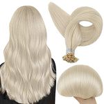 Full Shine U Tip Hair Extensions for Women Keratin Fusion Hair Color #60 Platinum Blonde Hair Extensions 50 Strands 18 Inch Real Human Hair Extensions