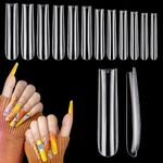 Deciniee 504Pcs XXXL Clear False Nails,Extra Long 3XL Tapered Square Fake Nails 12 Sizes Straight Square Nail Tips Full Cover Press on Nails,Nail Extension Kit for Manicure Home DIY Nail Art