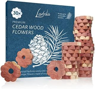 Cedar Wood Closet Freshener for Clothes Hangers: 30 Cedar Wood Flowers for Wardrobe Closet – Cedar Hangers – Wood Ring Pack – Closet Freshener LAVODIA